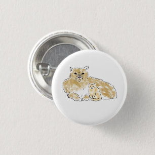 Badge Rond 2,50 Cm Cadeau duo d'animaux Lion de montagne et chaton
