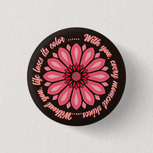 BADGE ROND 2,50 CM CADEAU FLEUR MAMAN FILLE SŒUR ENSEIGNANTE AMIE