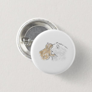 Badge Rond 2,50 Cm Cadeau Hamster Touchant Gros Ours Blanc Ami