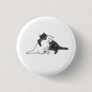 Badge Rond 2,50 Cm Cadeau personnalisé de chats s'étreignant noir et