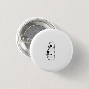 Badge Rond 2,50 Cm Cadeau personnalisé de profil de chien blanc minim