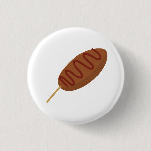 Badge Rond 2,50 Cm Cadeau pour amateur de Corn Dog sur un bâton