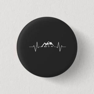 Badge Rond 2,50 Cm Cadeau Randonnée d'alpinisme Heartbeat