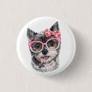 Badge Rond 2,50 Cm Cadeau Yorkshire Terrier pour les amoureux de chie