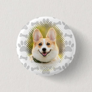 Badge Rond 2,50 Cm Cadre De Chien Motif Os Et Empreintes de pattes