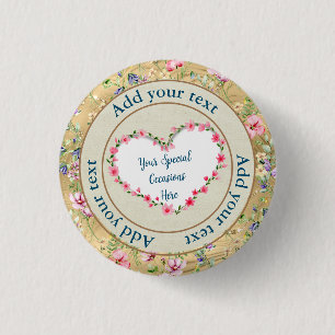 Badge Rond 2,50 Cm Cadre de cœur floral élégant : pour chaque occasio
