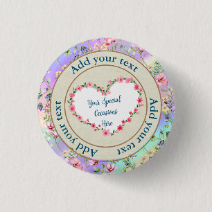 Badge Rond 2,50 Cm Cadre de cœur floral élégant : pour chaque occasio