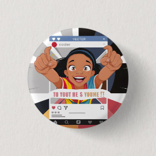 Badge Rond 2,50 Cm Cadre de médias sociaux Fête d'anniversaire drôle