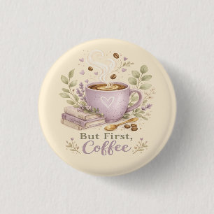 Badge Rond 2,50 Cm Café aquarelle lavande cosy