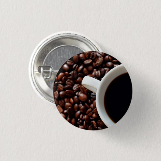 Badge Rond 2,50 Cm Café Coffee avec Café, Coffee Beans (Devant & derrière)