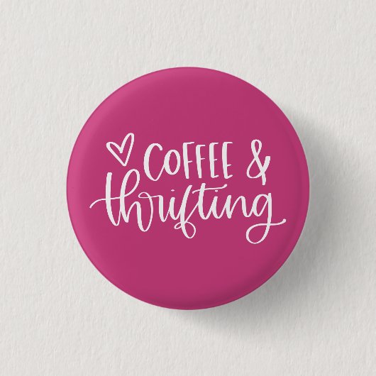 Badge Rond 2,50 Cm Café & Éclairage rose chaud (Devant)