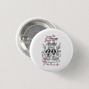 Badge Rond 2,50 Cm Café Parisien Branché – Café de Trottoir Iconique 