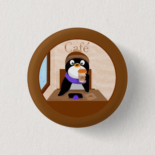 Badge Rond 2,50 Cm Café Penguin (Devant)