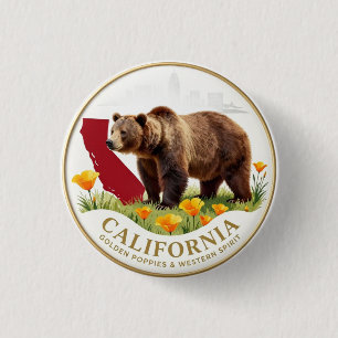 Badge Rond 2,50 Cm Californie Golden State 🐻 ✦