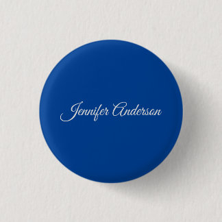 Badge Rond 2,50 Cm Calligraphie Chic Elégant Bleu Profond Personnalis