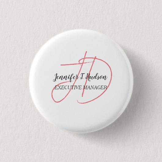 Badge Rond 2,50 Cm Calligraphie classique tendance monogramme (Devant)