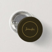 Badge Rond 2,50 Cm Calligraphie couleur or moderne Plain unique (Devant & derrière)