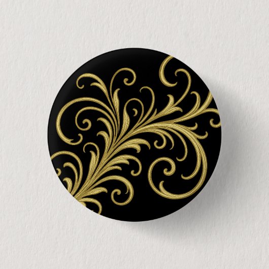 Badge Rond 2,50 Cm Calligraphie dorée fleurit (Devant)
