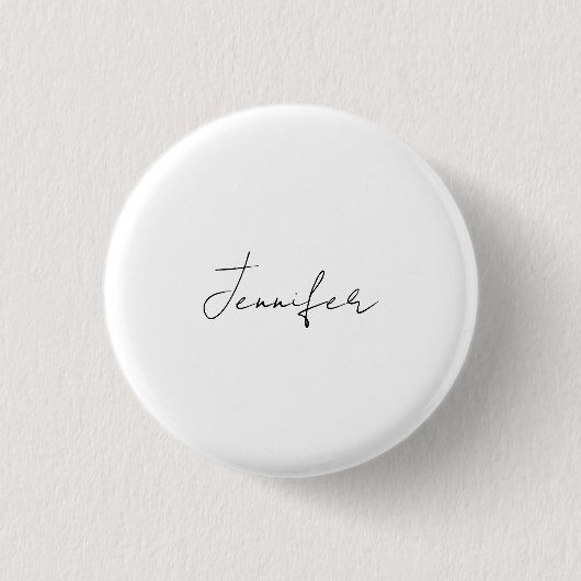 Badge Rond 2,50 Cm Calligraphie Elégant Noir Blanc Plaine Nom simple (Devant)