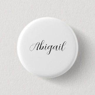 Badge Rond 2,50 Cm Calligraphie Elégant Noir Blanc Plaine Nom simple