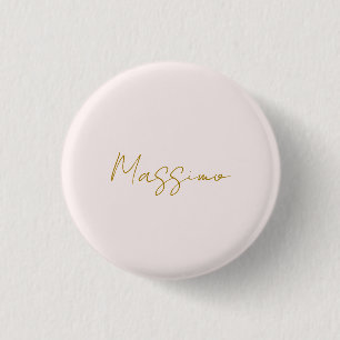 Badge Rond 2,50 Cm Calligraphie élégante de couleur or et pastel Nom