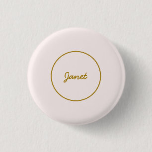 Badge Rond 2,50 Cm Calligraphie élégante de couleur or et pastel Nom