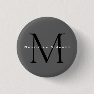 Badge Rond 2,50 Cm Calligraphie gris-noir monogramme