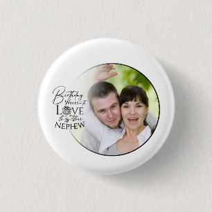 Badge Rond 2,50 Cm Calligraphie Photo personnalisée d'anniversaire po