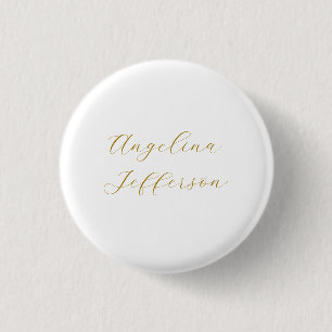 Badge Rond 2,50 Cm Calligraphie Professionnel Élégant Couleur Or