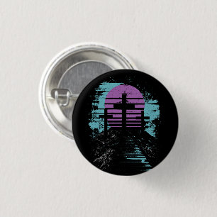 Badge Rond 2,50 Cm Calvaire Golgotha c'est fini Moderne chrétien