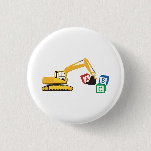 Badge Rond 2,50 Cm Camion de construction d'excavateur ABC (Devant)