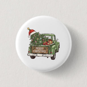 Badge Rond 2,50 Cm Camion de Noël Vintage Joyeux Noël Hommes Femmes