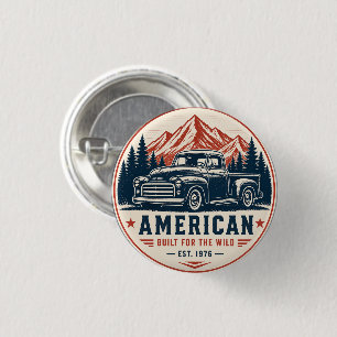 Badge Rond 2,50 Cm Camionnette Vintage Américaine Conçue Pour La Natu