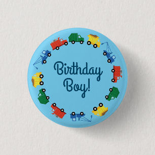 Badge Rond 2,50 Cm Camions Voitures Cute 1er Anniversaire Fête Thèm