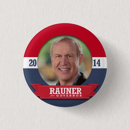 BADGE ROND 2,50 CM CAMPAGNE BRUCE RAUNER (Devant)