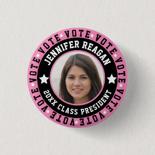 Badge Rond 2,50 Cm Campagne corps étudiant rose et noir