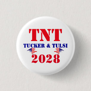 Badge Rond 2,50 Cm Campagne TNT Tucker & Tulsi 2028 Président USA