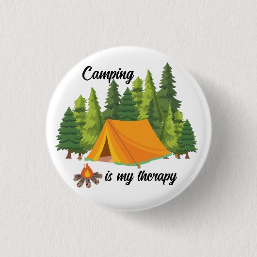 Badge Rond 2,50 Cm Camping est ma thérapie été (Devant)