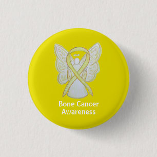 Badge Rond 2,50 Cm Cancer de l’os Sensibilisation à l’angl jaune