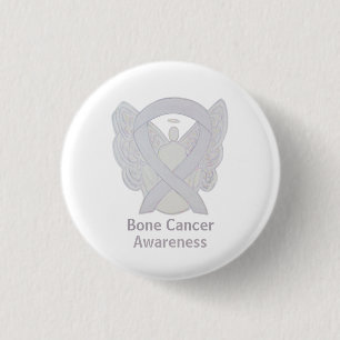 Badge Rond 2,50 Cm Cancer de l'os Sensibilisation à l'angle blanc Épi