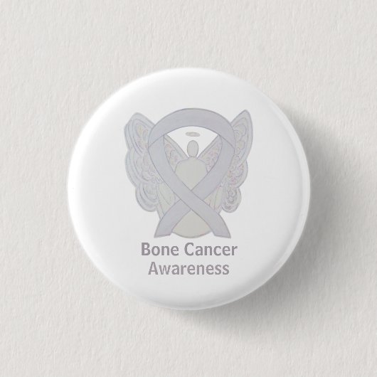 Badge Rond 2,50 Cm Cancer de l'os Sensibilisation à l'angle blanc Épi (Devant)
