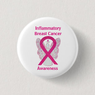 Badge Rond 2,50 Cm Cancer du sein inflammatoire Ange rose chaude Pin