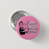 Badge Rond 2,50 Cm Cancer Du Sein : Le Mauvais Diva (Rose Clair) (Devant & derrière)
