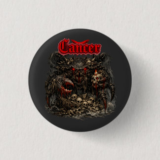 Badge Rond 2,50 Cm Cancer - Le Sentinelle Osseux des Ombres Cramoisie