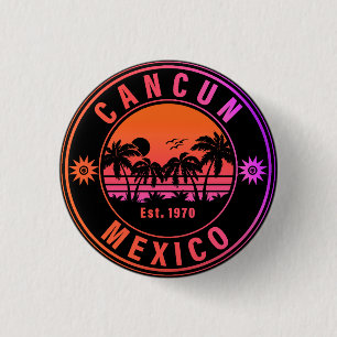 Badge Rond 2,50 Cm Cancun Mexique Palm Trees Vintage voyage Souvenirs