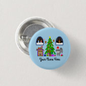 Badge Rond 2,50 Cm Caniche gris Noël #6 Bouton (Devant & derrière)