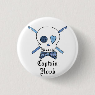 Badge Rond 2,50 Cm Capitaine Hook Skull et crochets de crochet