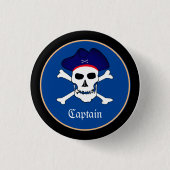 Badge Rond 2,50 Cm Capitaine Jack & Pirates Drapeau, Pirate / Parti g (Devant)