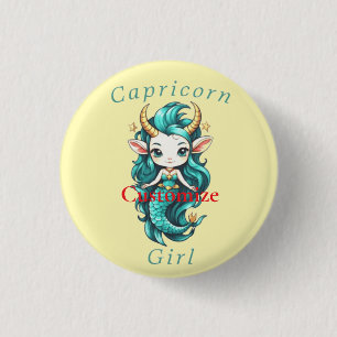 Badge Rond 2,50 Cm Capricorn Girl Mermaid Thunder_Cove
