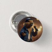 Badge Rond 2,50 Cm Capybara Keith Le chanteur occidental du pays, (Devant & derrière)